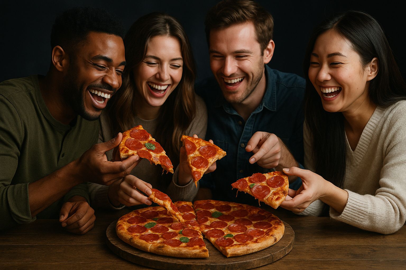 Visit our pizzeria with friends